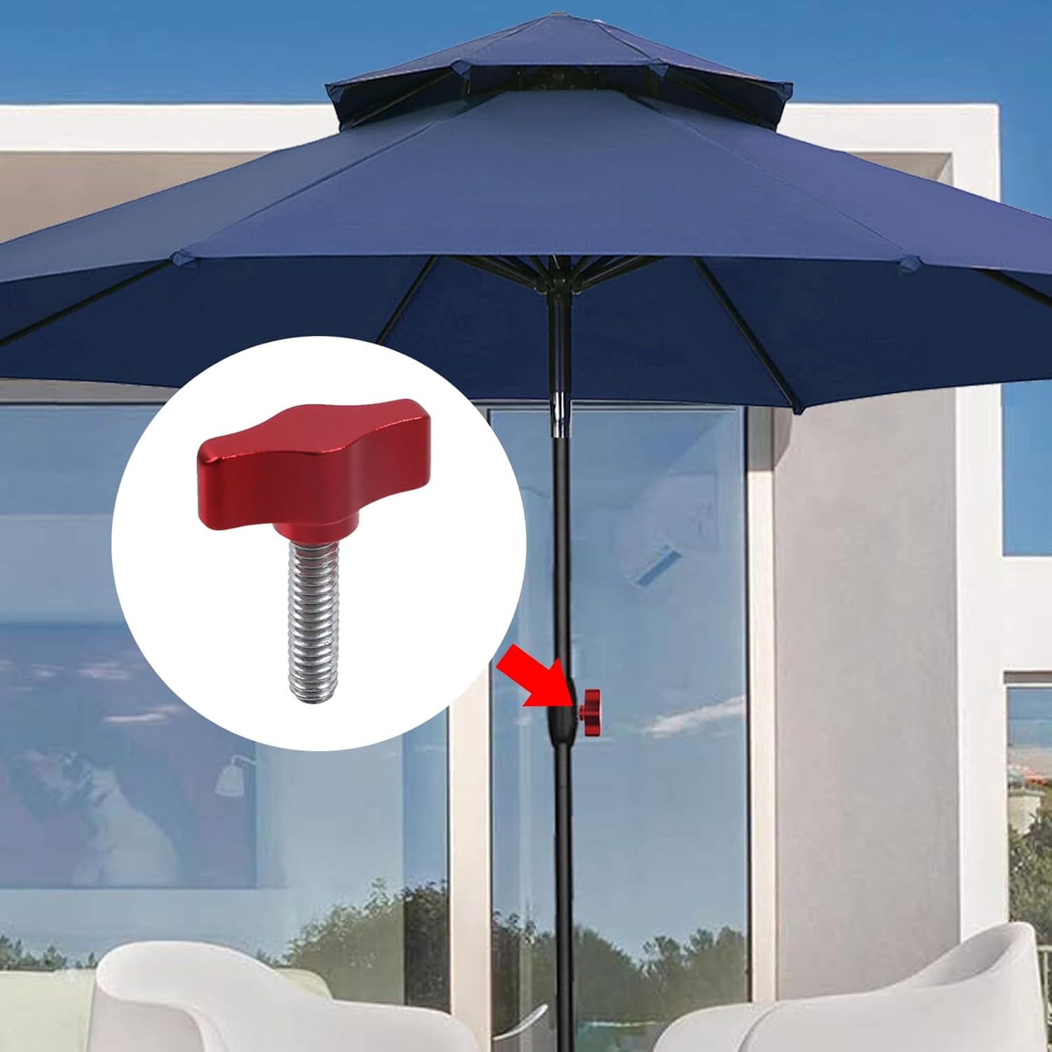 6 Pcs 1/4"-20 x 1" Thread Thumb Screw, T-shaped Aluminum Alloy Knob with Stainless Steel Thread for Remove Replace Hand Clamping Tightening Knob Power Supply, Red