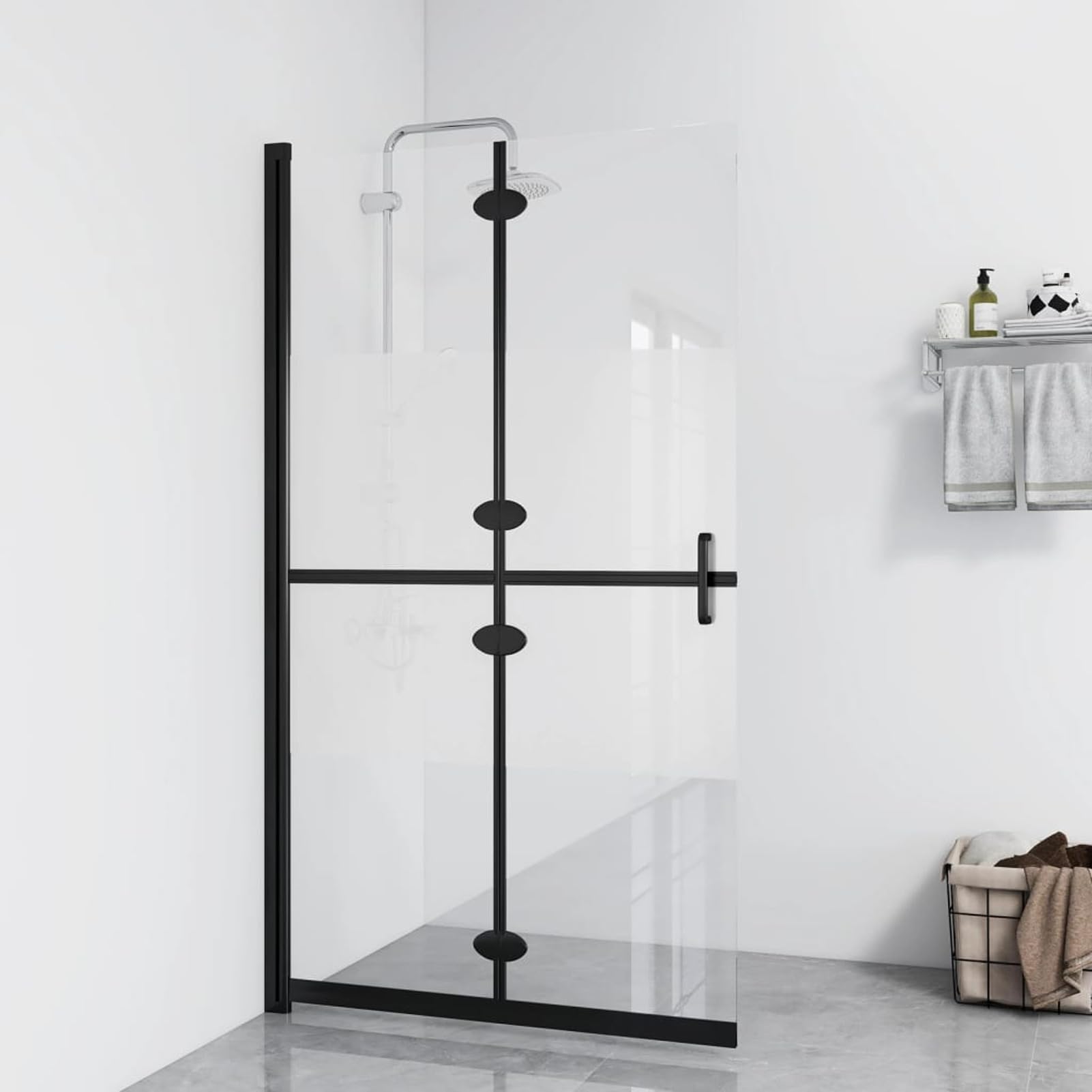 LAPOOH Parete per Doccia Walk-in Pieghevole in Vetro ESG 80x190 cm,Parete per Doccia Walk-in,Porta Doccia,Parete Vasca da Bagno,Parete Doccia-151187