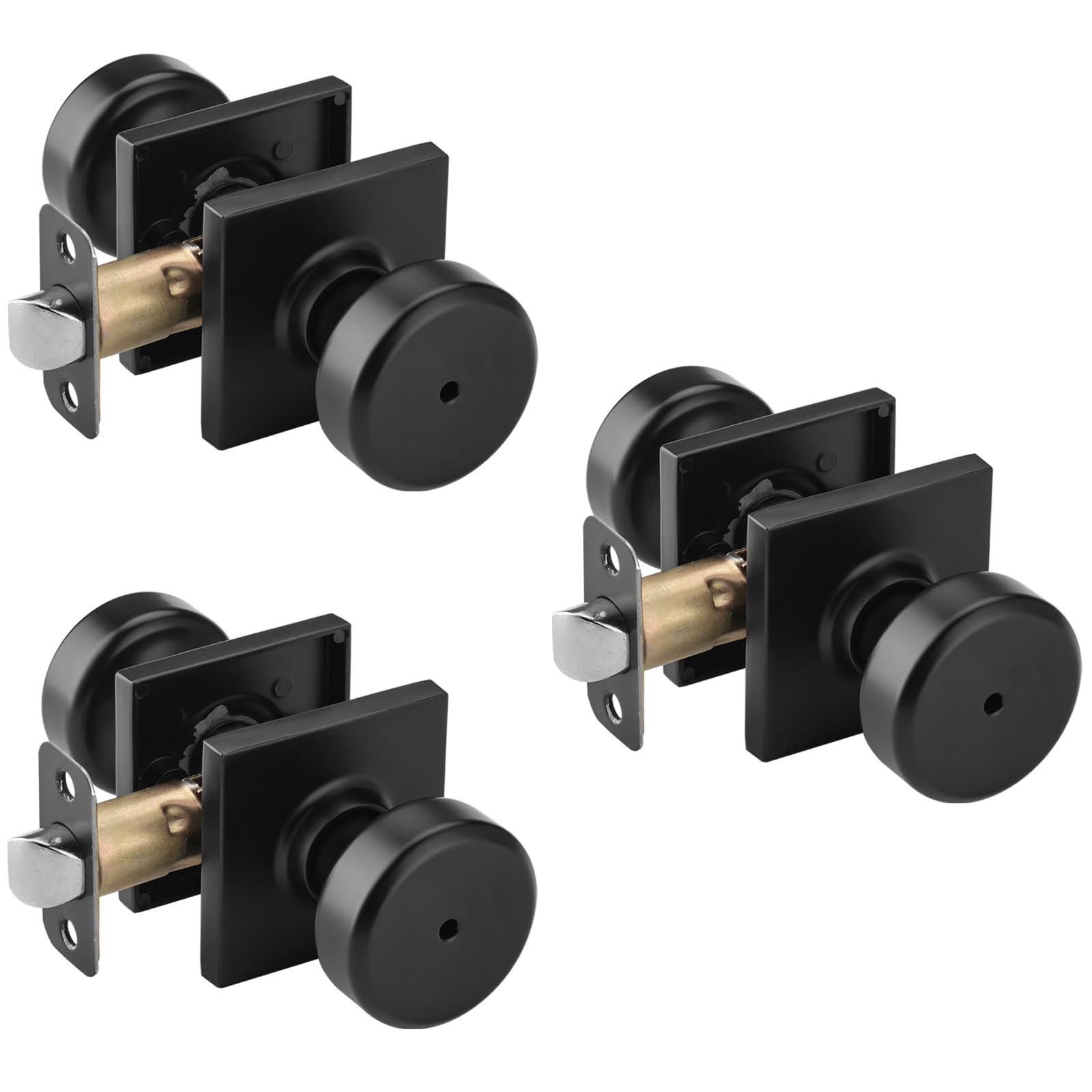 Brushed Gold Door Knobs - 6 Pack with Lock -16