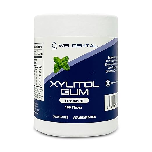 Weldental Xylitol Gum, Plastic-free Package, Cardboard tube 100 Count Peppermint