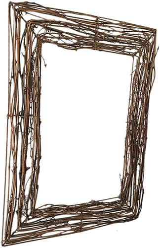 VOSAREA 1 corona de ratán natural cuadrada, corona de ratán colgante, coronas de aro floral, ramas de vid, decoración de primavera, decoración al