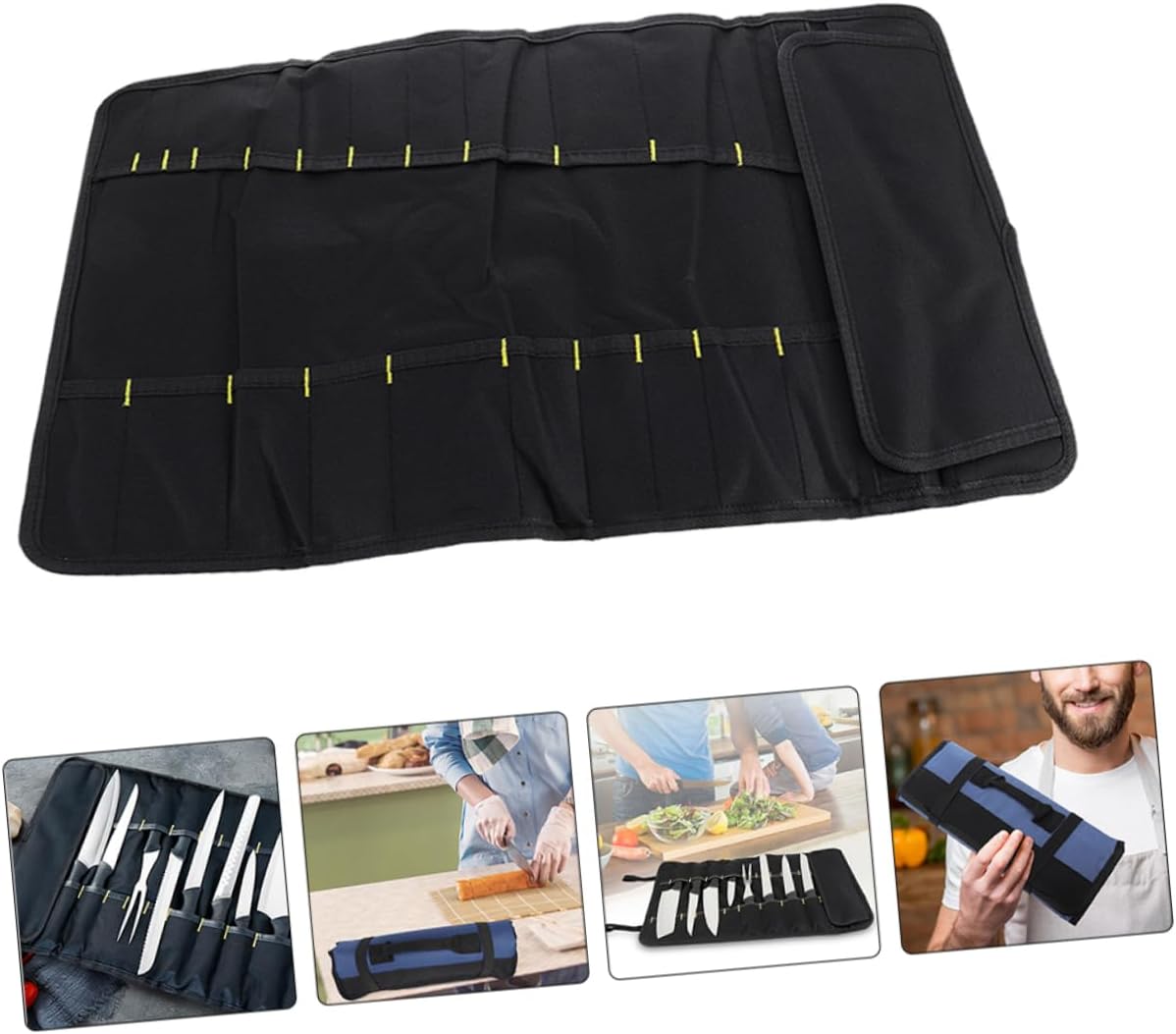 Unomor 2pcs Chef Knife Storage Bag Portable Oxford Cloth Cutter Roll Bag Multi-functional Tool Holder for Chefs and Home Cooking Cutlery Organizer