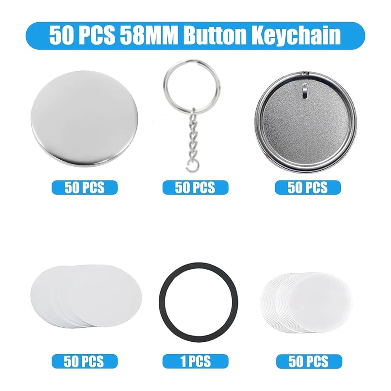 Breloczki do kluczy, zestaw do robienia przypinek 58 mm/2,25 cala, zestawy metalowych przypinek Produkcja DIY