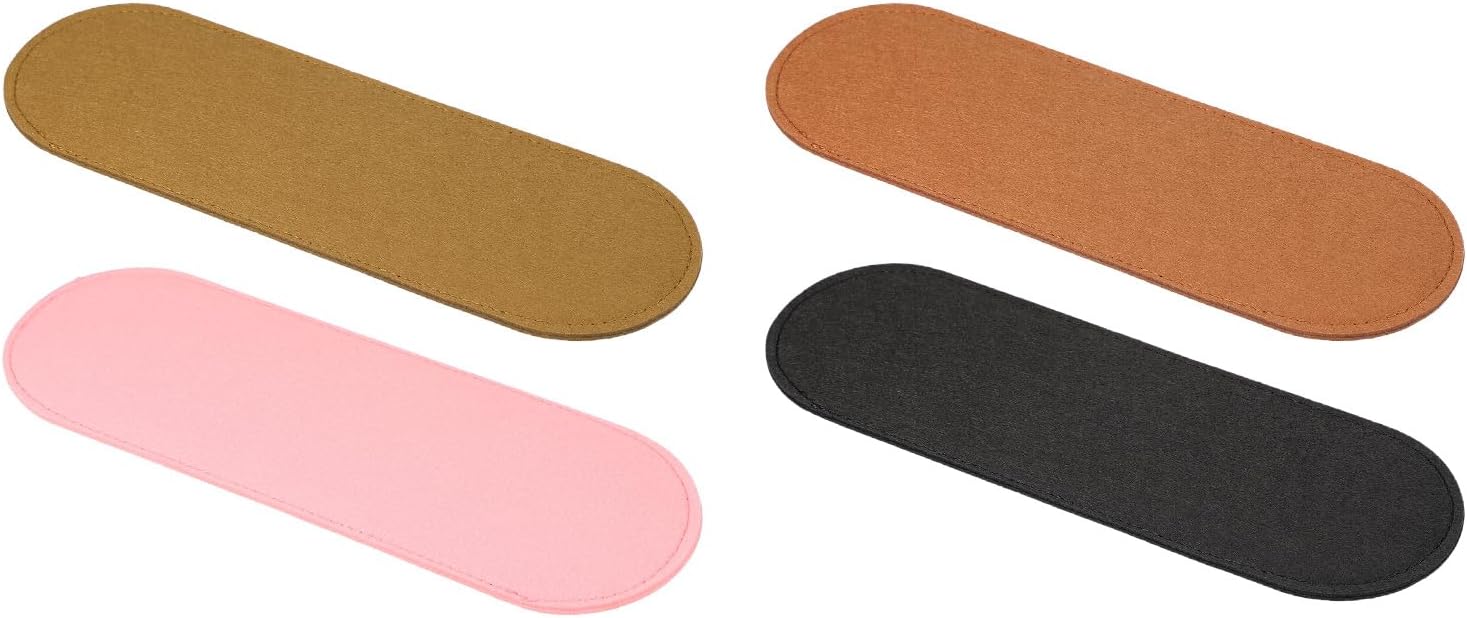 PATIKIL Felt Base Shaper 12x4 Inch, 4 Pcs Bag Bottom Shaper Pad Purse Liner Board Insert Oval for Handbags Tote Crossbody Bag Backpack, Black/Dark Brown/Brown/Pink