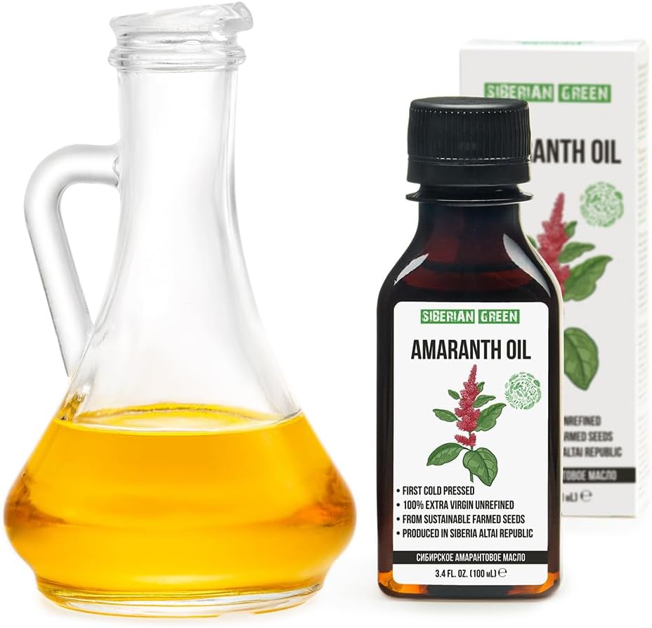 Siberian Amaranth Oil | 100% Natural Extra Virgin Cold Pressed 100 ml / 3.4 fl oz | Unrefined Raw No-GMO Vegan | Exclusive Food Grade
