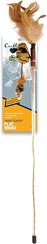 Miniatura 2 de OurPets Play-N-Squeak Tiger Teaser Play Wand Juguete para gatos, marrón, 46 pulgadas, (1360012079)