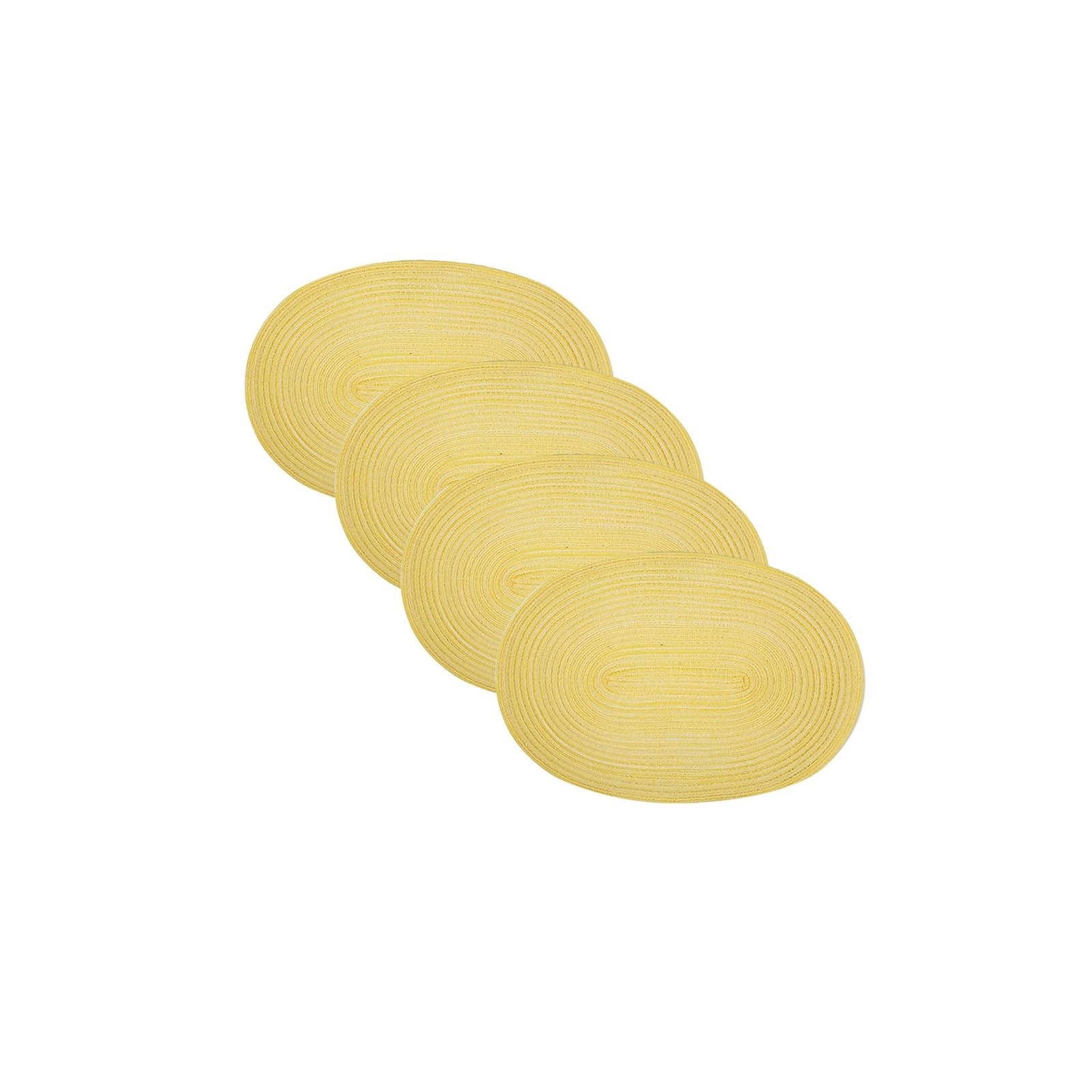 Oval Dining Table 4pcs Oval Table Placemats Washable Heat Resistant Polyester Cotton Place Mats for Kitchen Dining Table(Yellow)
