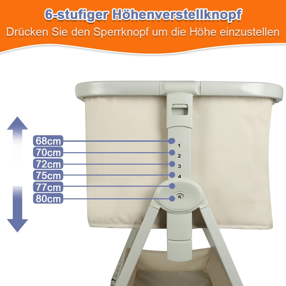 homewell Łóżeczko 2 w 1 dla niemowląt & kołyska, wózek dla niemowląt z moskitierą, 6-stopniowa regulacja wysokości i nachylenia, do domu i w podróży (kremowobiały)