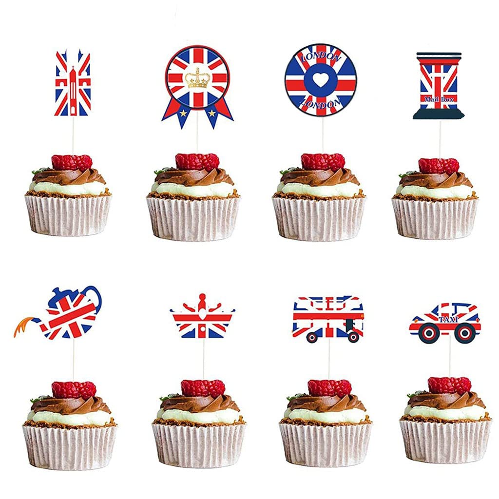 Buy 24Pcs Union Jack Cake ToppersRoyal Queen's Platinum Jubilee 70