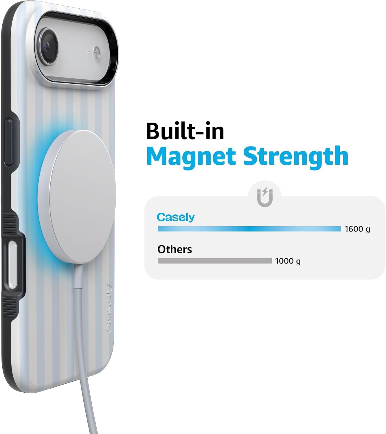 Casely iPhone 17 Air Case | Blue Stripes | Sunday Best | Bold Protective Design | Compatible with MagSafe
