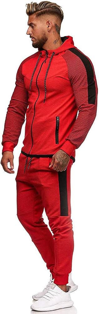 Mens Casual Tracksuit Set - Zipper Hoodie Pants Sets Tracksuit Jogging Sweatsuit Activewear at  Men’s Clothing store