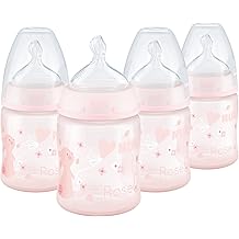 NUK Smooth Flow Anti Colic Baby Bottle, 5 oz, 4 Pack, Pink Bunnies,4 Count (Pack of 1)