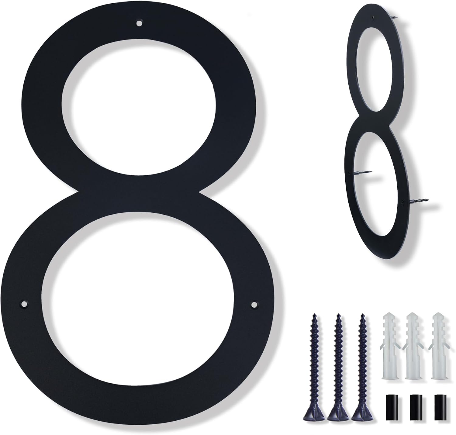 15 Inch Large house Numbers for Outside Modern,Metal Black Large Address Numbers For House Matte Black House Numbers Floating Flush Mount Alloy Steel Home Address Numbers 8
