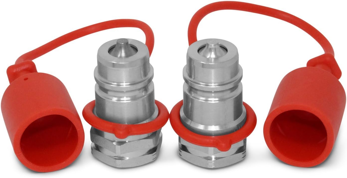 Summit Hydraulics 2 Pack - 1/2" Ag ISO 5675 Quick Connect Male Coupler, Poppet Valve, 1/2" NPT