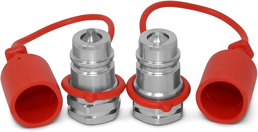 Summit Hydraulics 2 Pack - 1/2" Ag ISO 5675 Hydraulic Quick Connect Male Coupler, Poppet Valve, 1/2" NPT