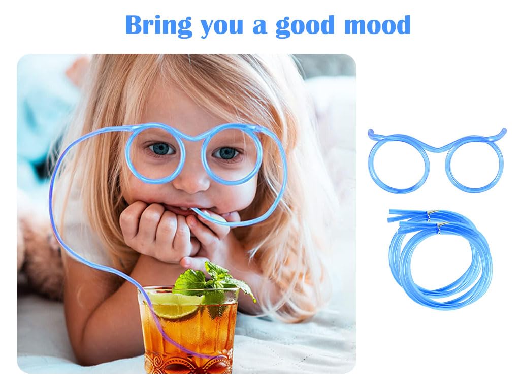 Occhiali Con Cannuccia Per Bere Divertenti - Set 3 Tubi Colorati Per Party E Divertimento