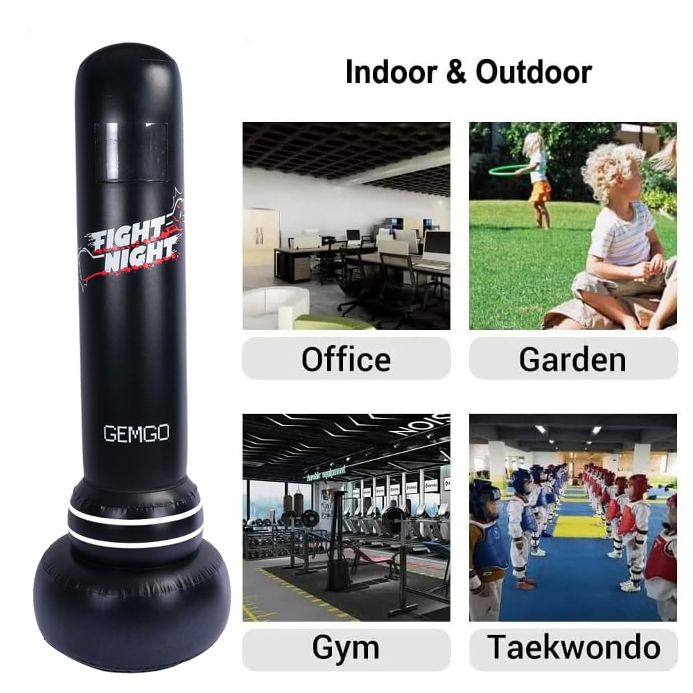 Sacco da Boxe per Bambini Adulti, JanTeelGO Sacco da Boxe per Bambini 180 cm con Design Tascabile,Palla Big Speed in PVC Spessore 0,4 mm - Bicchiere a Rimbalzo Immediato per Karate