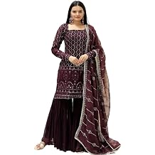 Indya White And Blue Embroidered Viscose Sharara Set for Wedding | Long Sleeve | Square Neck | Indian Ethnic Wear