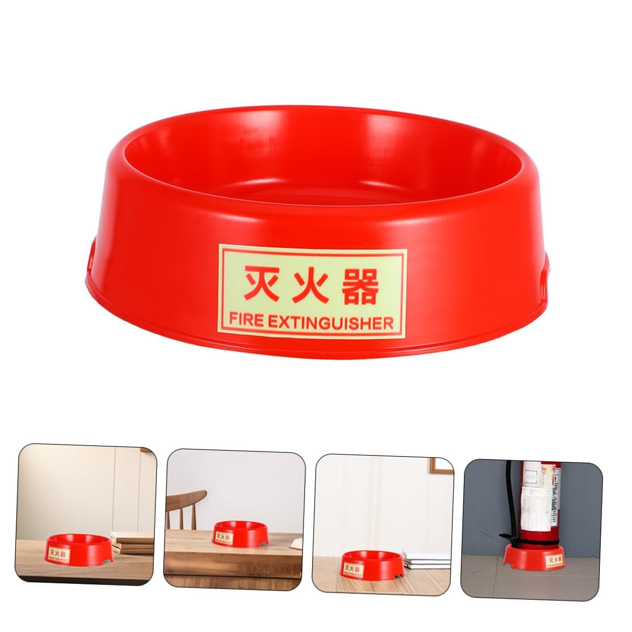 4 Piezas Soporte para Extintor de Incendios Rojo de Plástico Fluorescente, Base Compacta para Extintores de 5-8 Kg, Almacenamiento Seguro para Uso Doméstico E Industrial