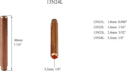Miniatura 3 de RIVERWELD TIG - Cuerpos de pinza de lente de gas Jumbo de gran diámetro 995795S 13N24L 18" y 0.126 in Orificio Surtido Kit para SR WP 9 20 25
