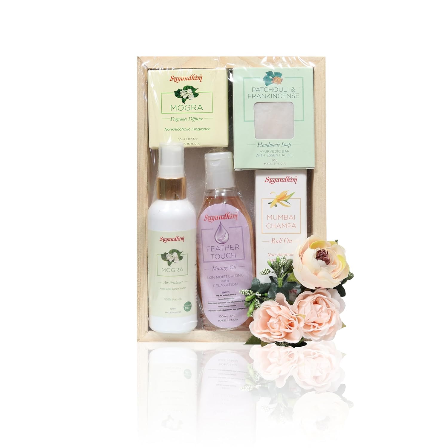 Sugandhim Gift Set, 5 Products Gifting Tray, Body Care & Air Care Hamper, Natural Essentials for Skin & Home, Perfect Gift for Men & Women, Made in India, Ideal for Special Occasions-image-36