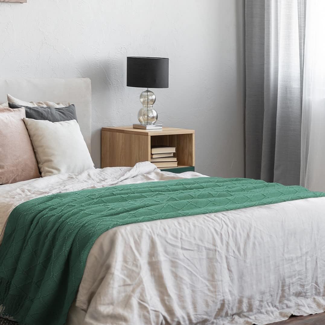 Knitted Throw Blanket with Tassel, Soft Cozy Fringe Throw for Couch Bed Sofa, Lightweight Decorative ModernTextured Blanket for All-Season, 60"x80" - Image 6