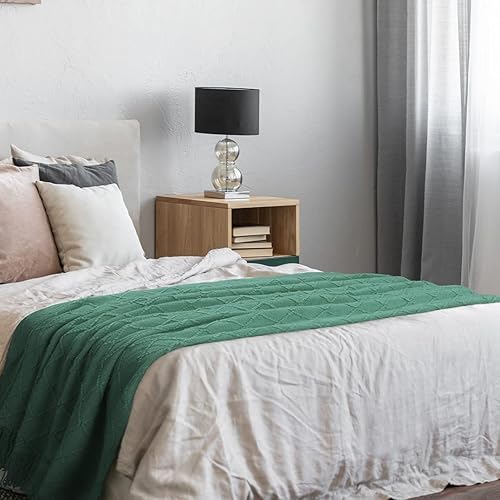 Miniatura 6 de Catalonia Classic Manta de punto con borla, suave y acogedora manta con flecos para sofá cama, cama, ligera, decorativa, moderna, texturizada para