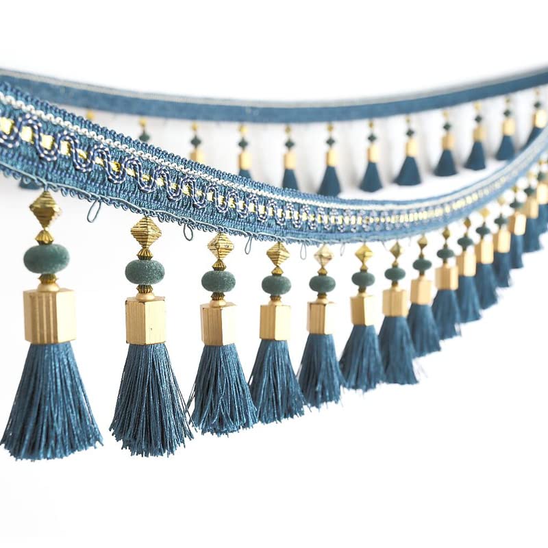Frędzle Taśma, Aplikacja Zasłonowa, 2 Metrów Krawędziowa Do Dekoracji Stołu Zasłony DIY Tkanina Wykańczająca(Light Blue)