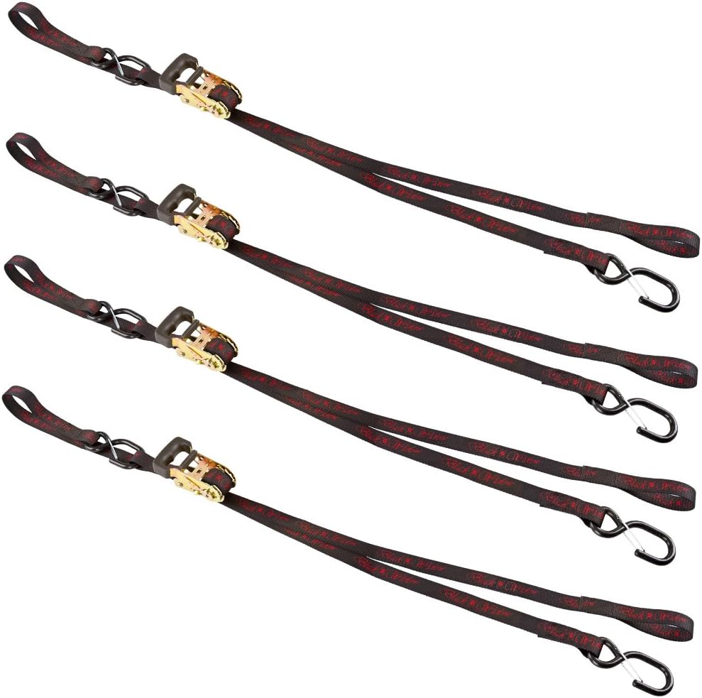 Black Widow 1" Ratchet TieDown Strap Set Buckle Tie Down Straps Loop