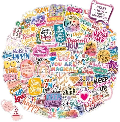 300PCS Motivational Positive Affirmation Stickers for Water Bottle, Laptop, Scrapbook, Vision Board, Waterproof Vinyl Inspirational Quote Decals for Kids, Teens, Adults, Students, Teachers