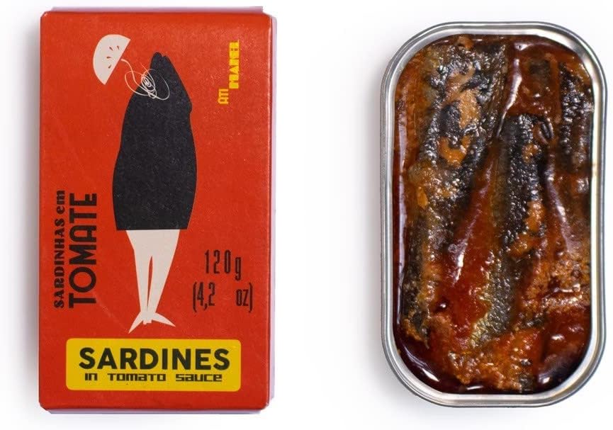 Ati Manel Portuguese Sardines Canned in Tomato Sauce | Wild Caught, B Vitamins, Omega-3 | Tinned Fish | 120g Can