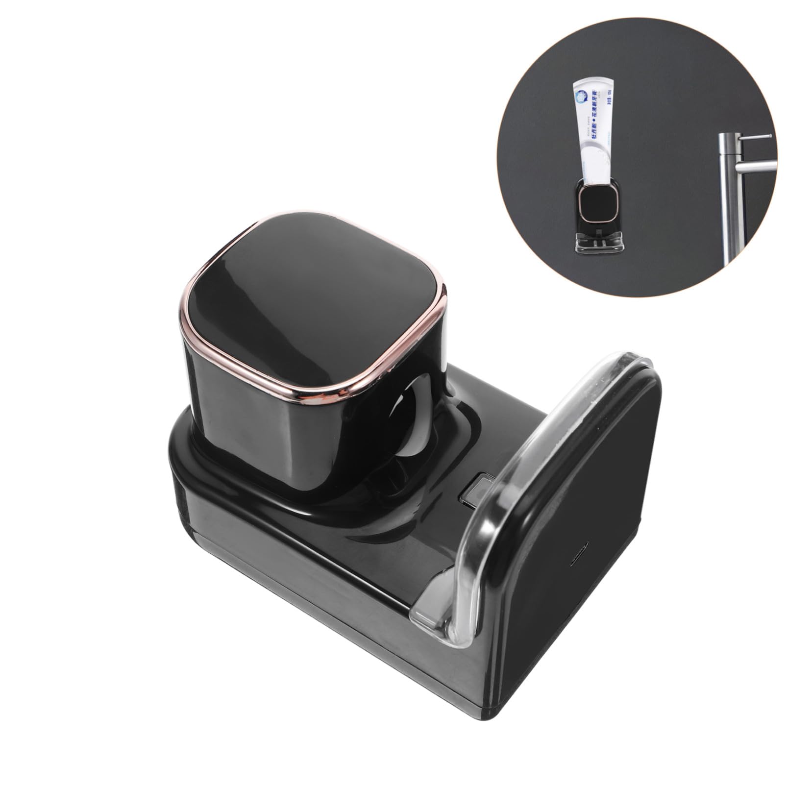 Mikikit Dispenser di Dentifricio Elettrico con Sensore, Materiale Plastico Nero, Durata, Ricaricabile USB, per Bagno e Lozione Mani