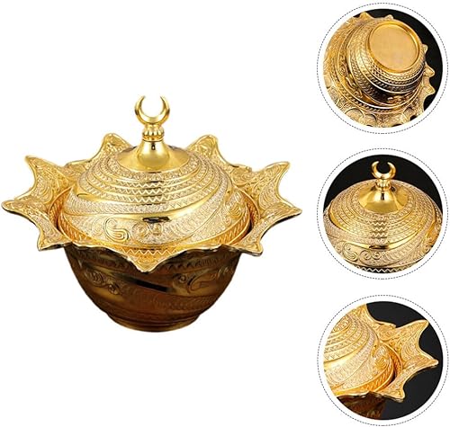 Miniatura 5 de Bandeja decorativa para decoración del hogar, cuenco dorado pequeño, cuenco de metal para dulces, chocolate turco y azúcar, tarro con tapa para