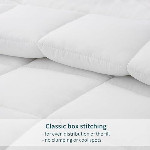 Miniatura 6 de RUIKASI Relleno de edredón blanco tamaño King, mullido, edredón acolchado suave tamaño King, edredón alternativo cálido con grifos en las esquinas,