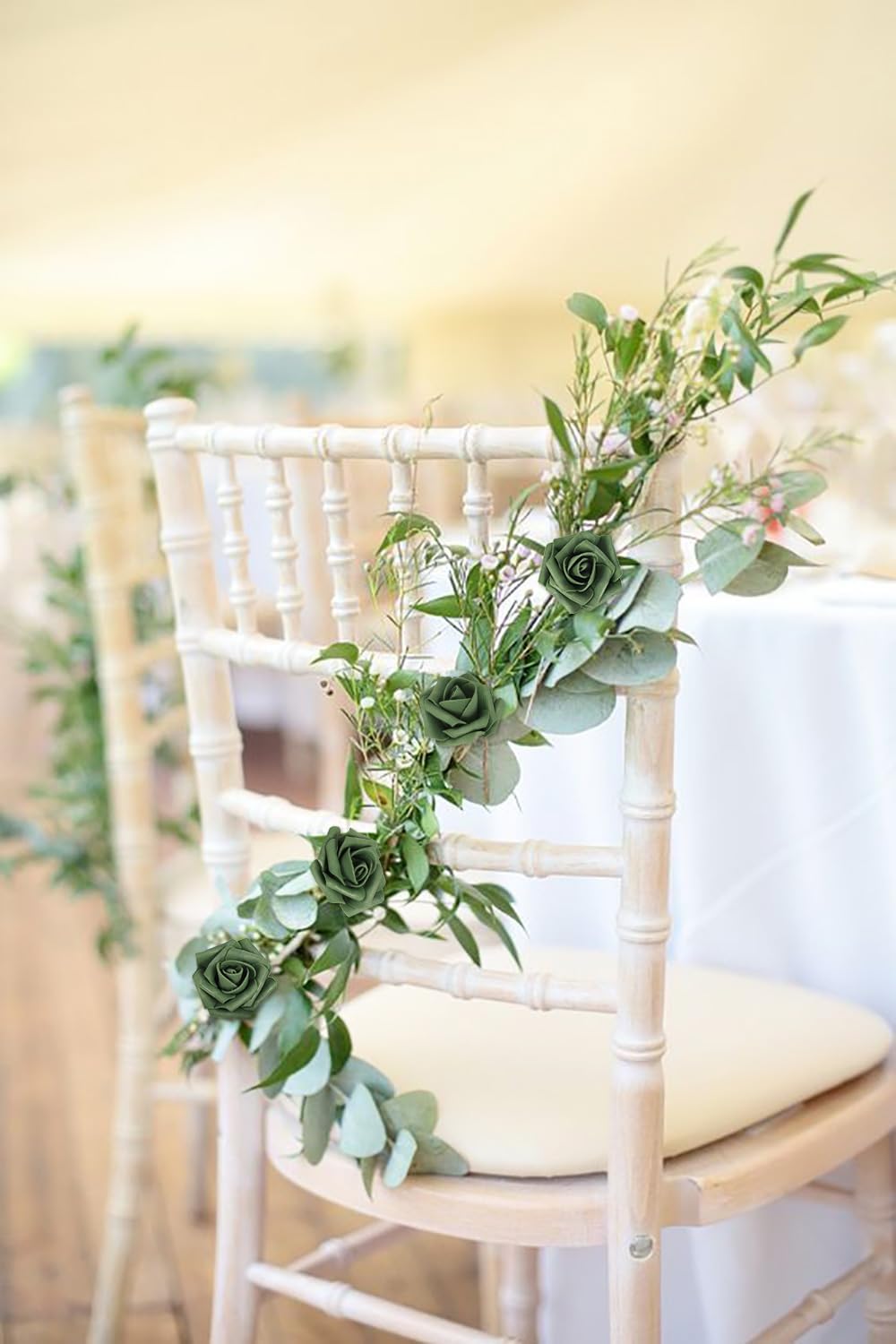 Foam Flowers,200PCS Emerald Green Roses 1.97in Fake Roses Artificial Roses Flowers for Craft DIY Wedding Party Home Decoration(Green) - Image 5