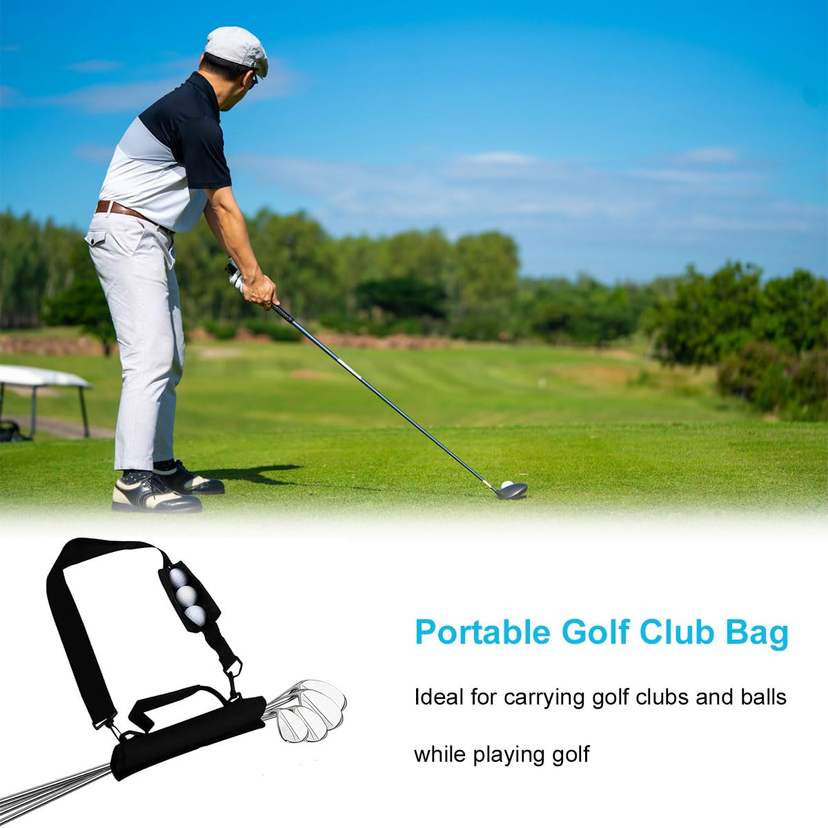 Borsa da Mazza da Golf, Sacca Pieghevole per Club, Leggera Borsa Portatile per Allenamento da Golf