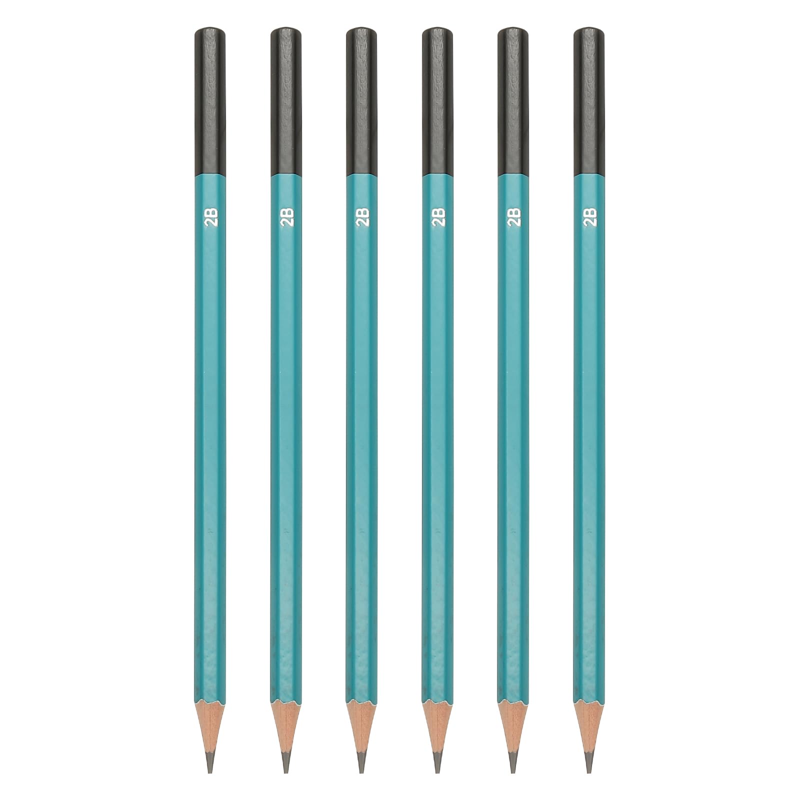 PATIKIL 2B Drawing Pencils for Sketching, 6PCS Sketch Pencils for Drawing Art Pencils Graphite Wood Pre-sharpened for Drawing Sketching Artist, Hexagonal, Black Refill, Green/Black Pole