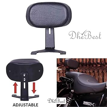 Dhe Best PTX5 Bike Bullet Backrest Support Pillion Black Cushion Back rest Black Bar Compatible With Dominar 400 cc