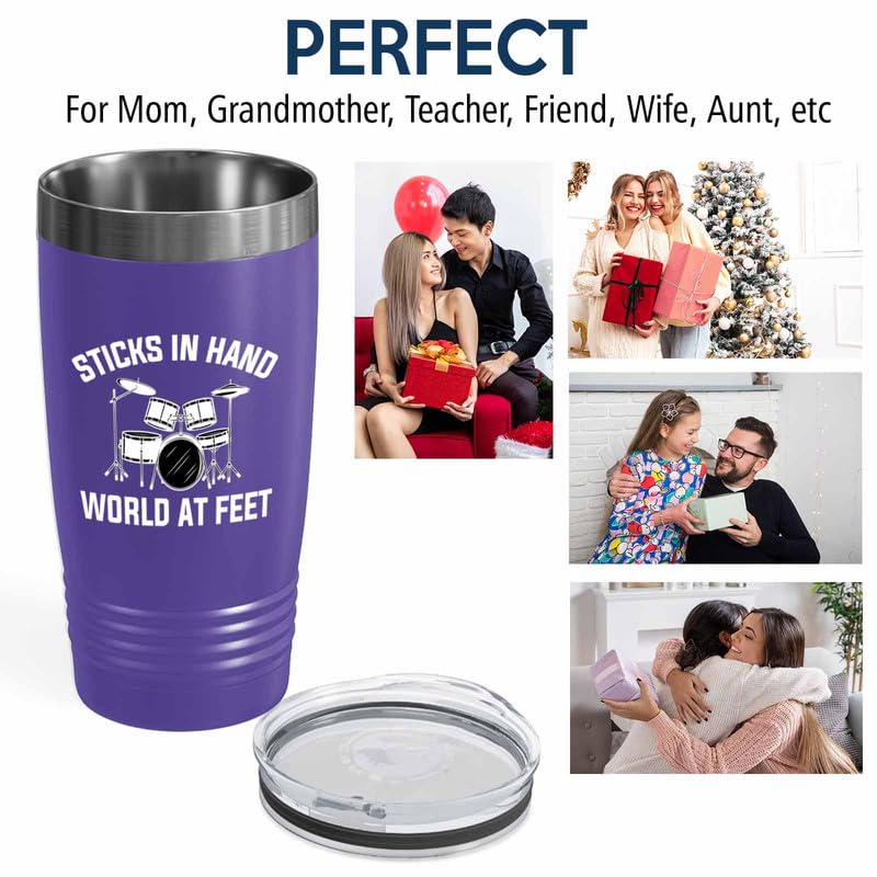 Drummer Purple Edition Viking Tumbler 20oz - Sticks in hand - Musician Percussionists Guitar Drum Composer Perform Instrument Player miniatura 6