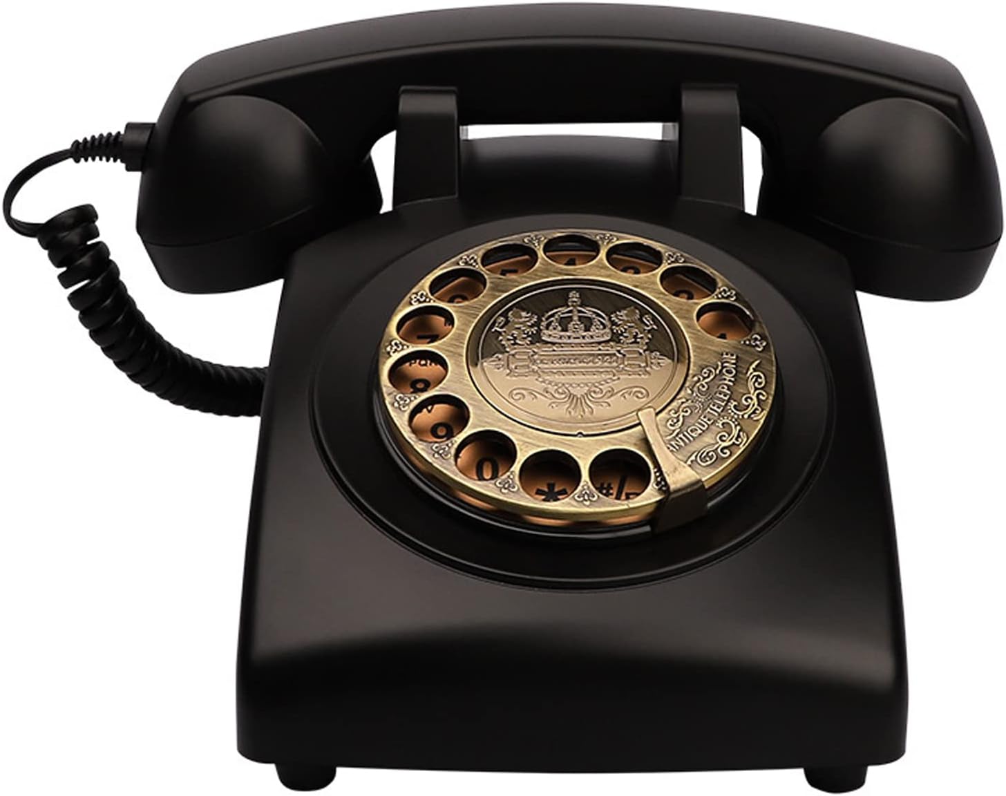 Retro Multifunction Landline Telephone Rotary Corded House Phones Replica Antique Telephone Adjustable Ringtone,Yellow