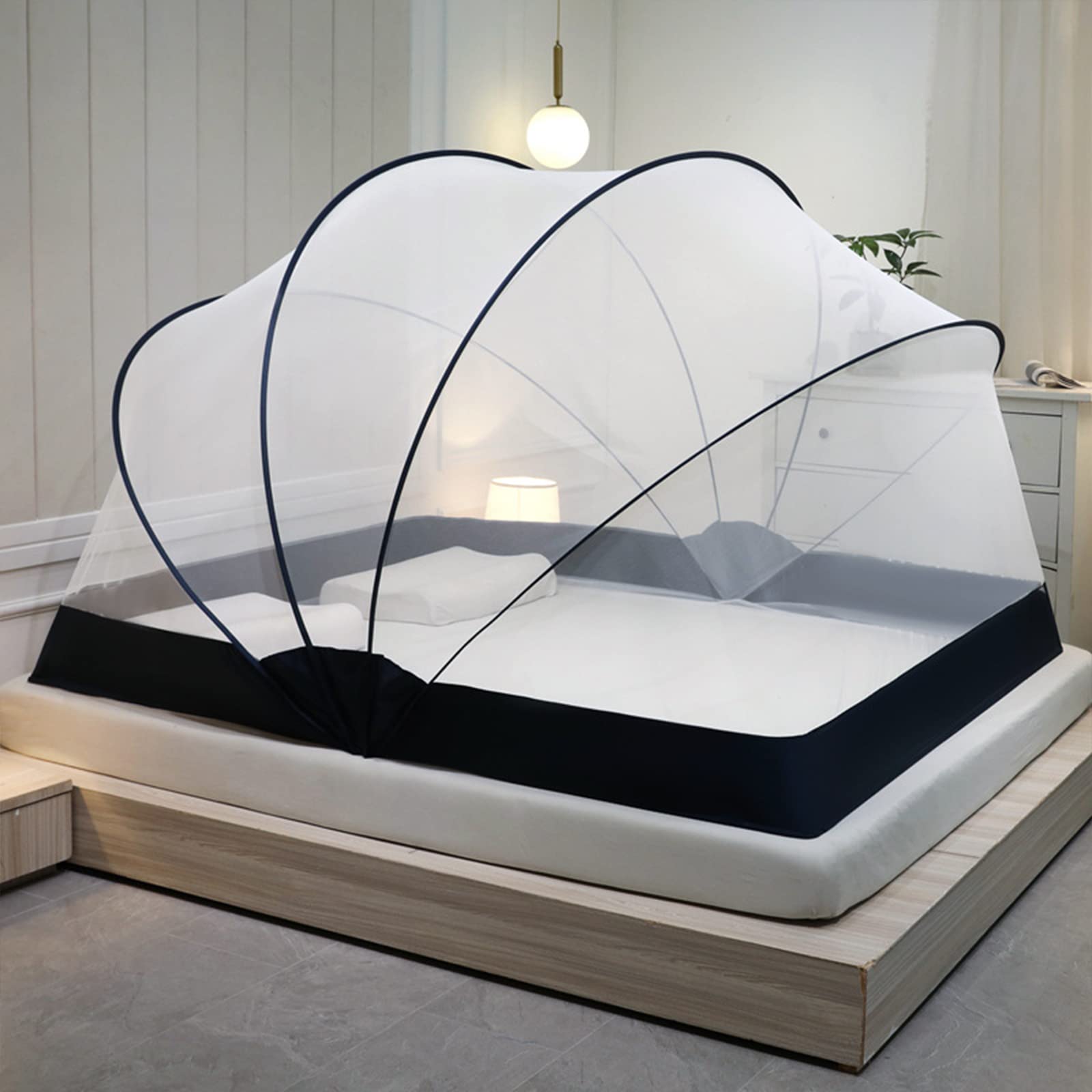 Zanzariera Pieghevole per Letto Senza Fondo Zanzariere Campeggio Zanzariera Viaggio Casa Esterna traspirante per Letto Matrimoniale/singolo Facile da Installare,Blue 1,100 * 190 * 120cm