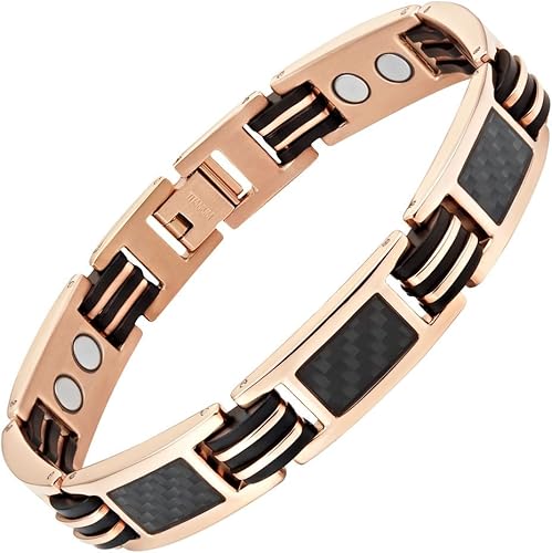 Willis Judd Pulseras para hombres Titanium Mens pulsera negro fibra de carbono tamaño ajustable