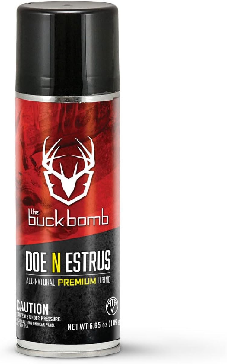 Buck Bomb Natural Doe 'N Estrus Aerosol Scent | Deer Buck Lure Hunting Primetime Scent Attractant for Hunting, 6.65 Oz (189 g.)
