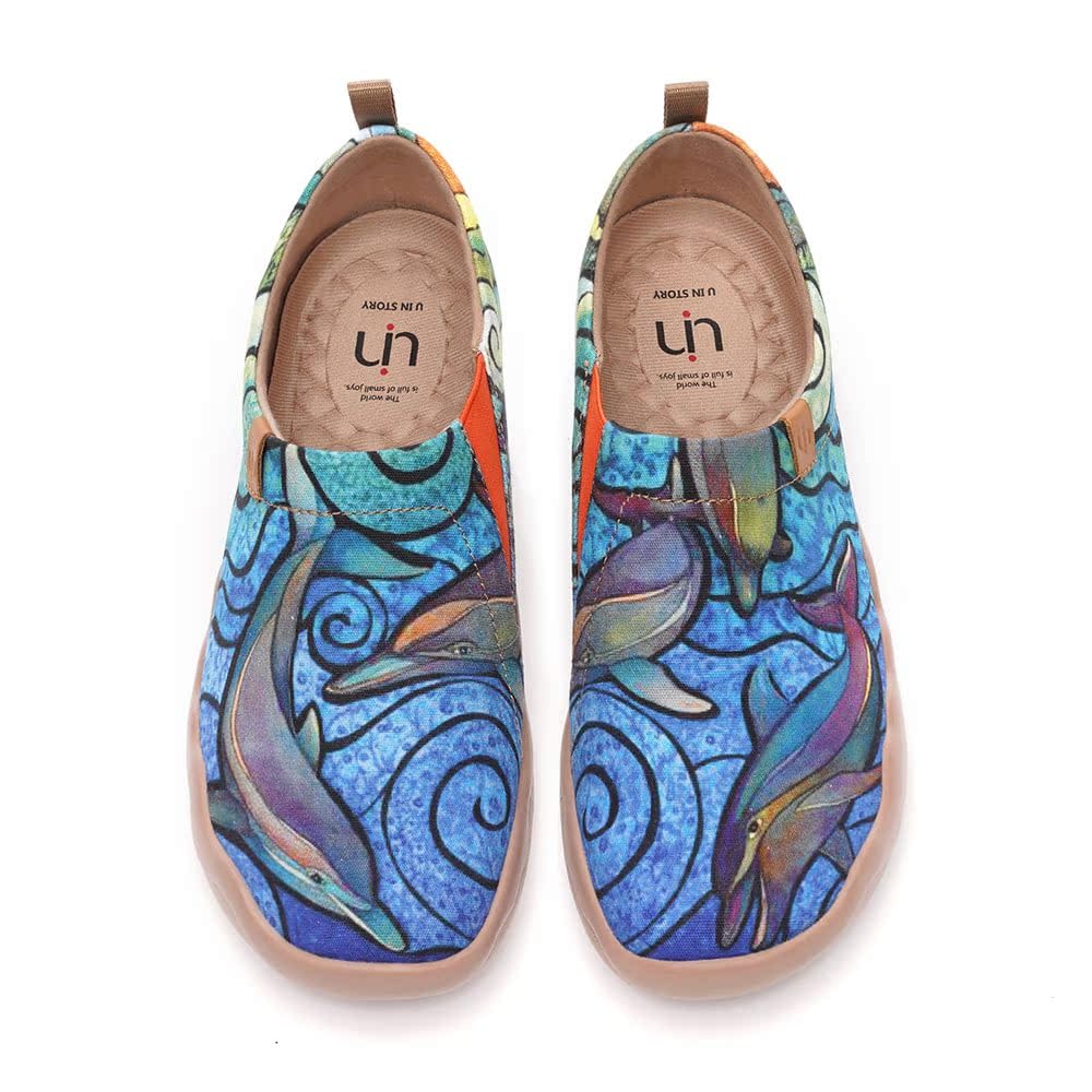 UIN Women's Art Painted Travel Shoes Slip On Casual Knit Loafers Lightweight Comfort Fashion Sneaker Toledo ⅠBirds and Flowers