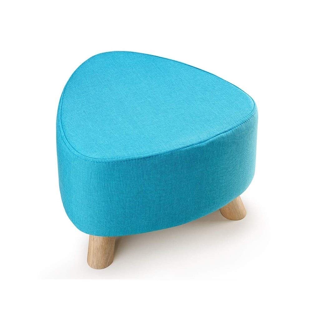 Tabouret multifonction bleu en bois avec assise triangle confortable