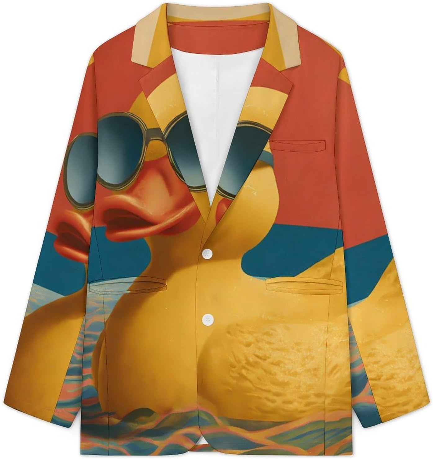Vintage Rubber Duck Suits Blazer for Men Casual Buttons Lapel Jacket Sport Coat