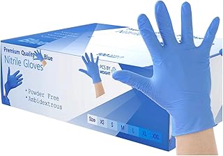 200 Disposable Gloves Medium Blue Nitrile Gloves Food, Mechanical, Industrial, Hair & Beauty, Janitorial, Car Car e, Multipurpose-Powder Free (200 Gloves, Medium)