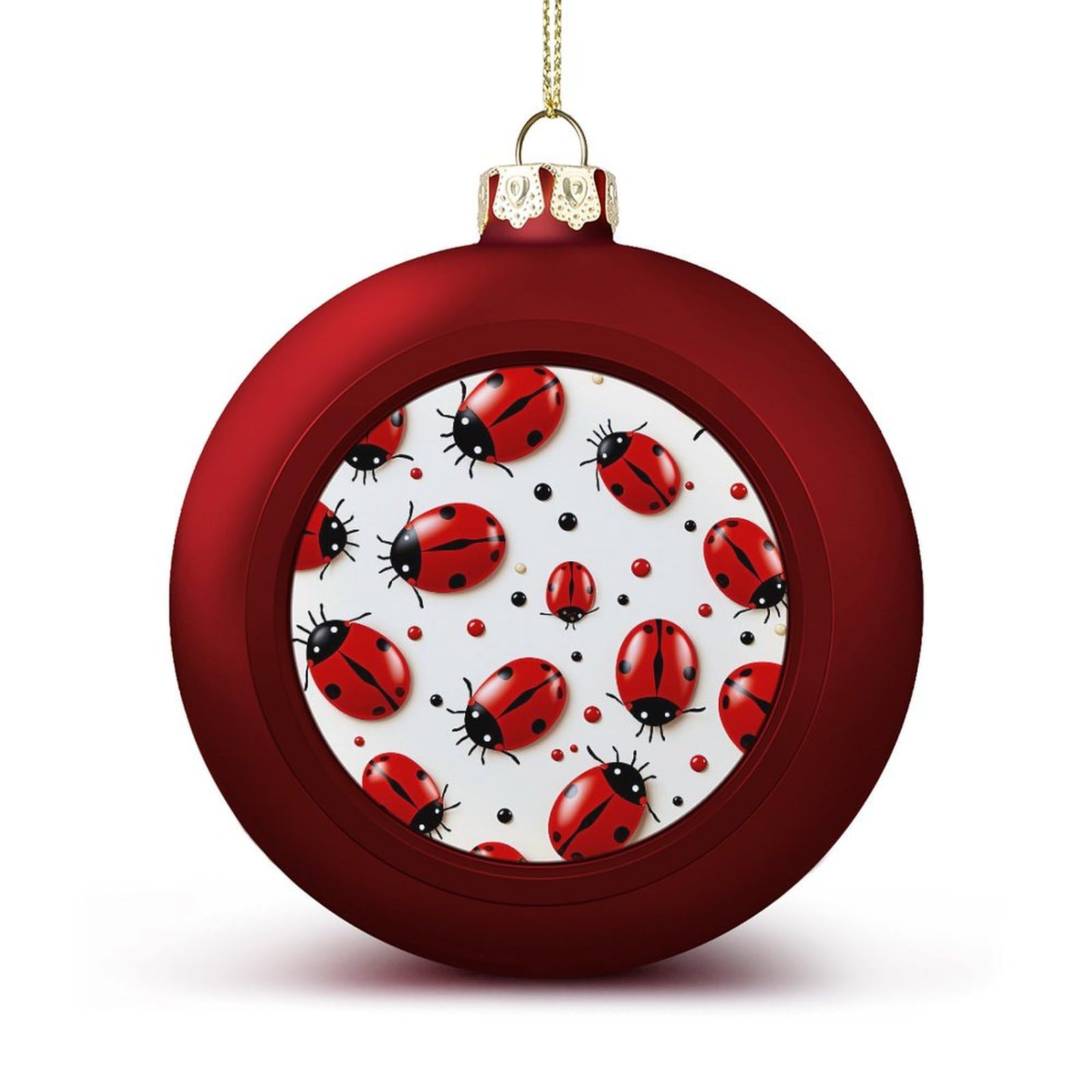 Boules de Noël coccinelle rouge incassable de 6 cm pour décoration de sapin festif