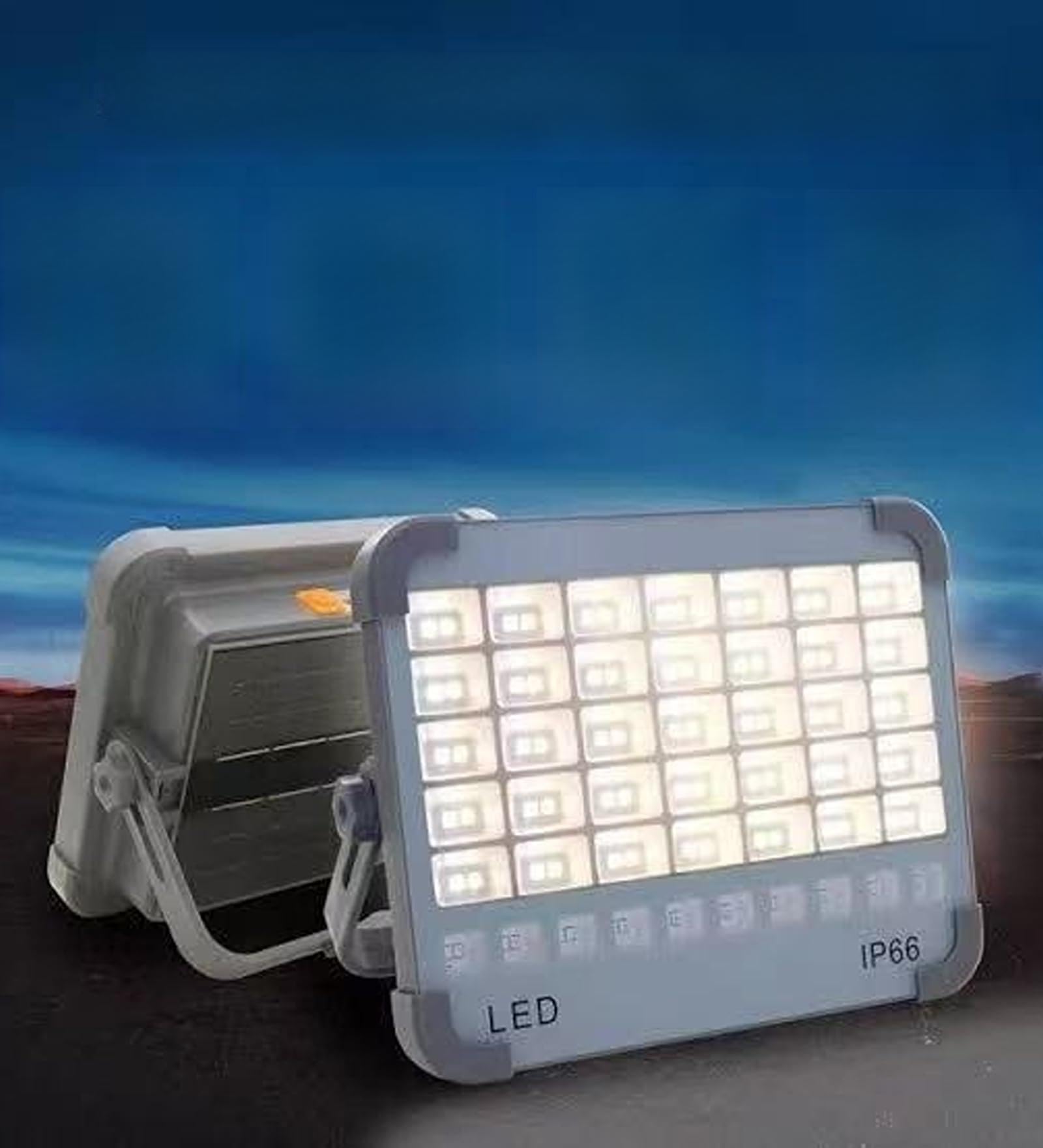 DZK Solar Charging LED Flood Light, 2000lm, IP66 Waterproof | 4 Dimming Levels, 6+ Hours Runtime, Solar Powered, 215x175x55mm, Red & Blue Flash Mode-image-14