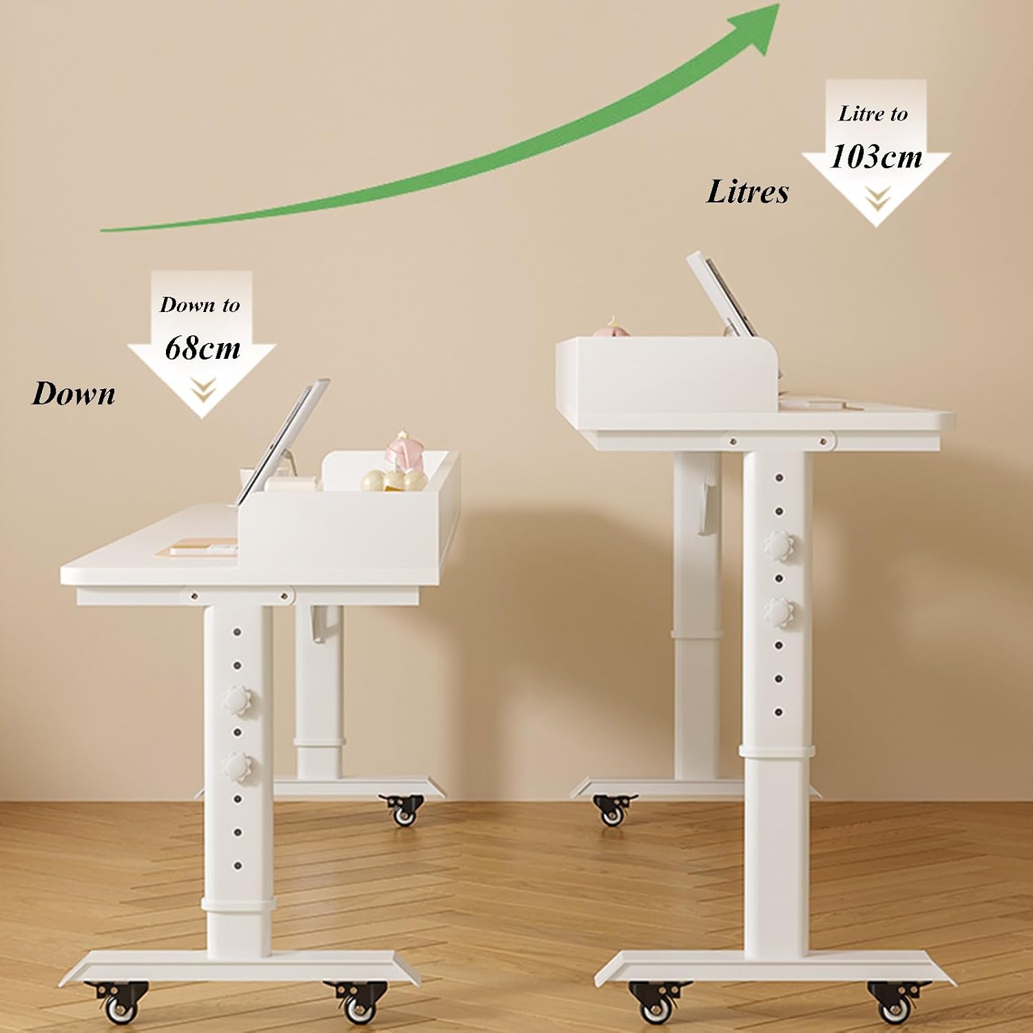 Bed Desk Over The Bed Table with Wheels, Overbed Table Over Bed Table Mobile Desk Computer Table for Bed Adjustable Height for Working Dinning